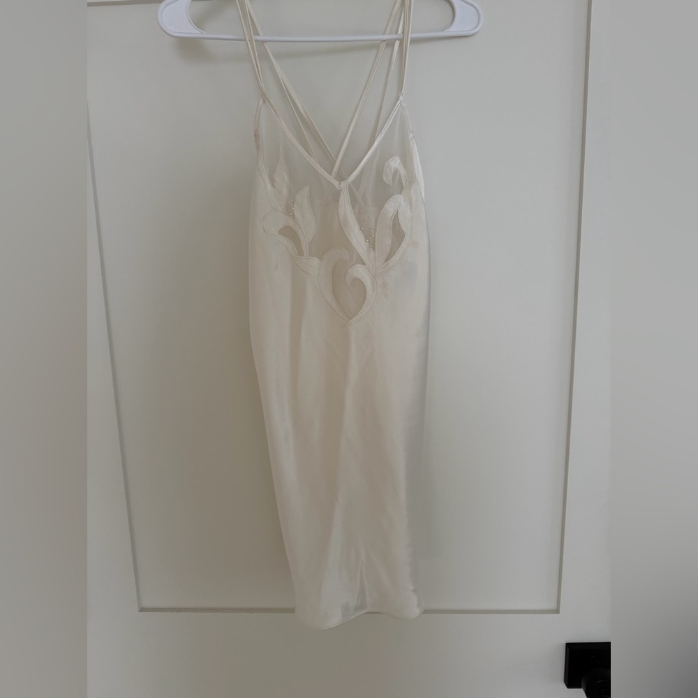 Silky Ivory Lace-Trim Chemise Slip